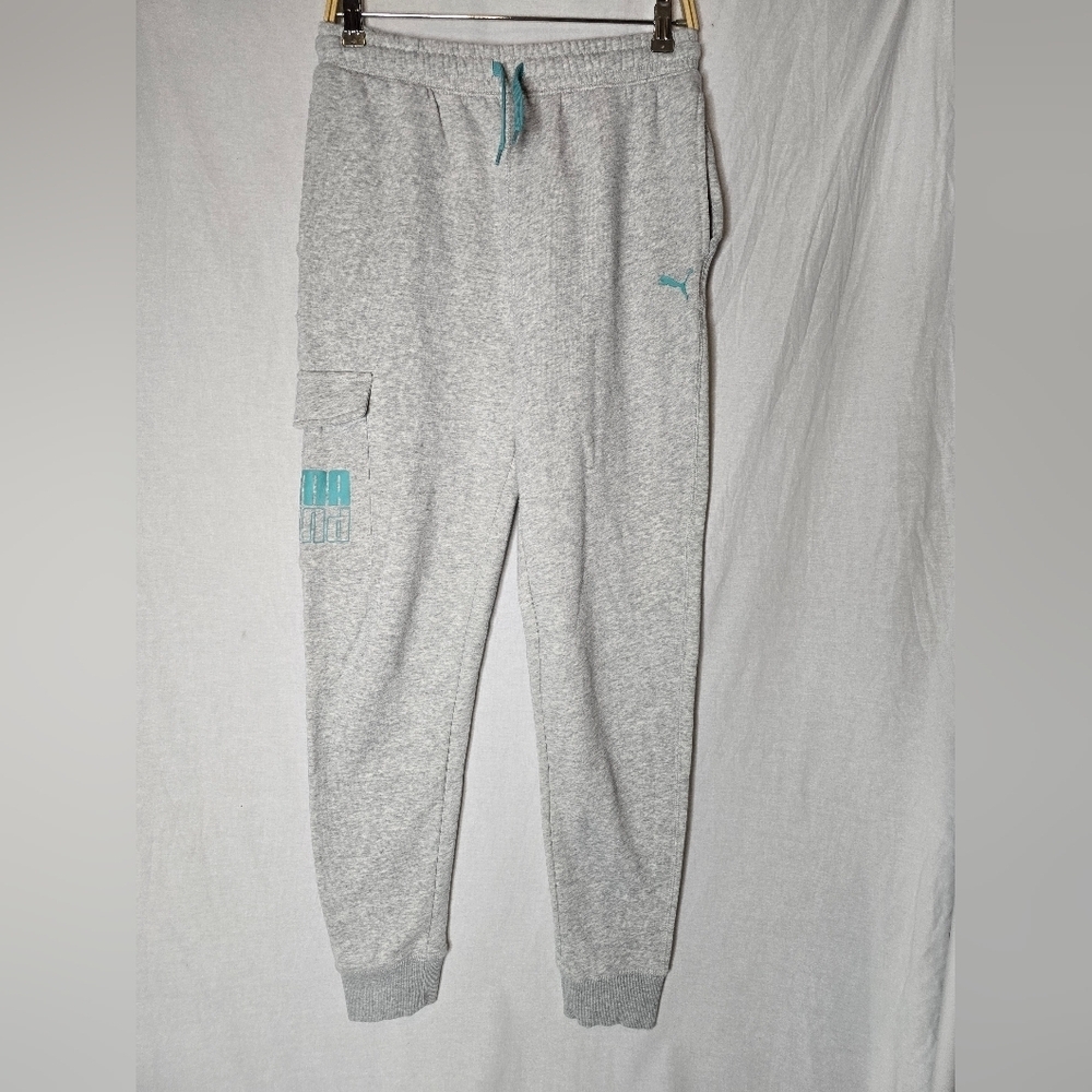 PUMA Heathered grey fleece lined cargo joggers- Women's Small